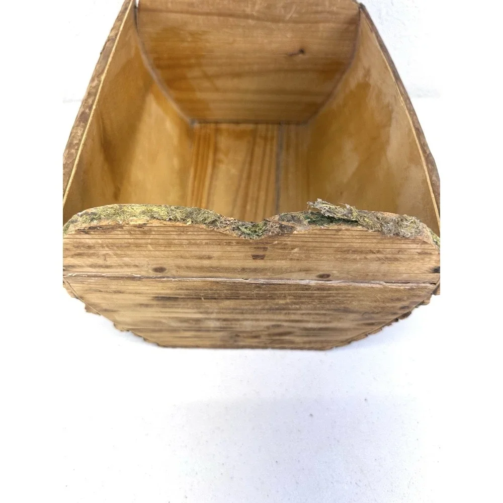 Handcrafted Rustic Wood Planter Box Log Slice Bark Woodland Cabin Farmhouse